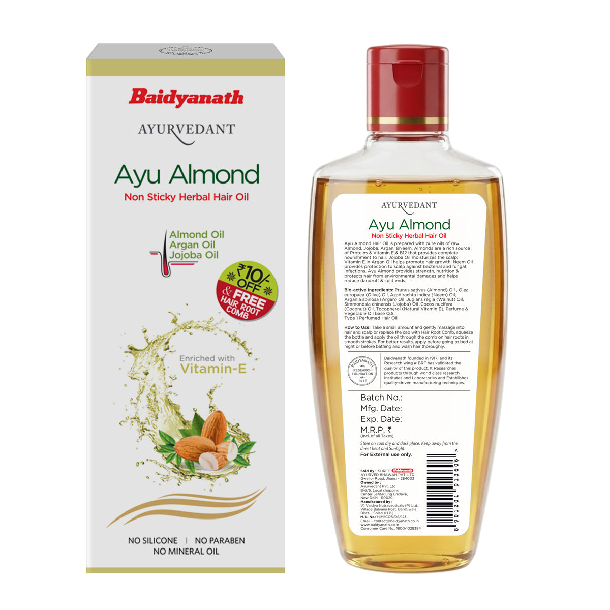 Ayurvedant Ayu Almond Non Sticky Herbal Hair Oil