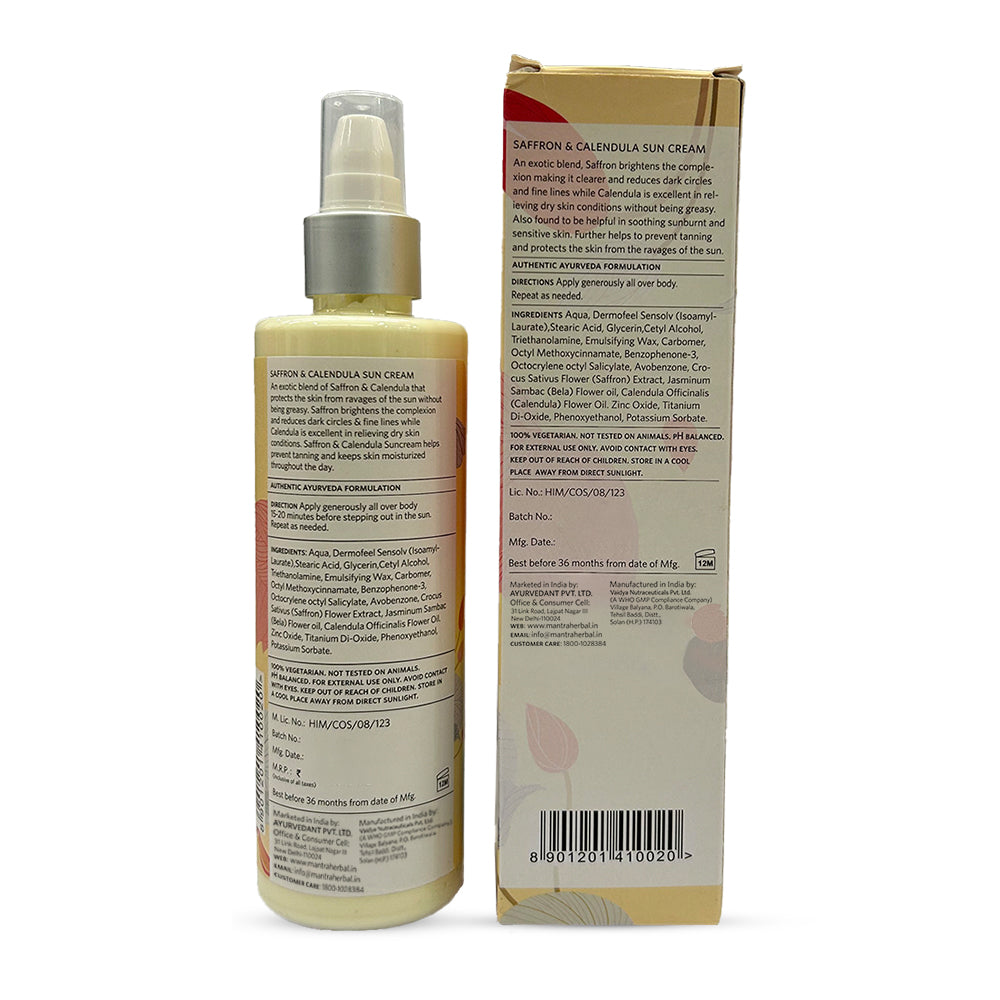 mantra saffron and calendula sun cream