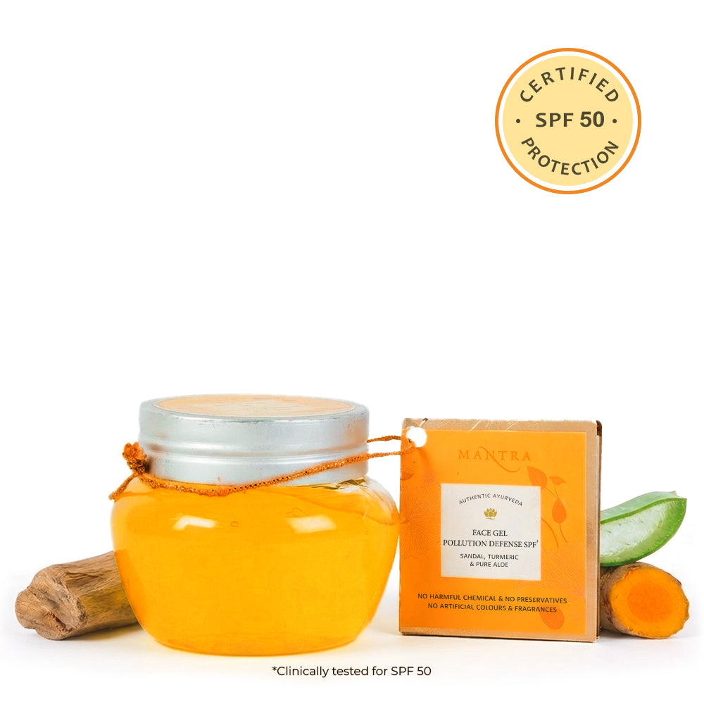 Face Gel Pollution Defense SPF 50 Sandal Turmeric Pure Aloe