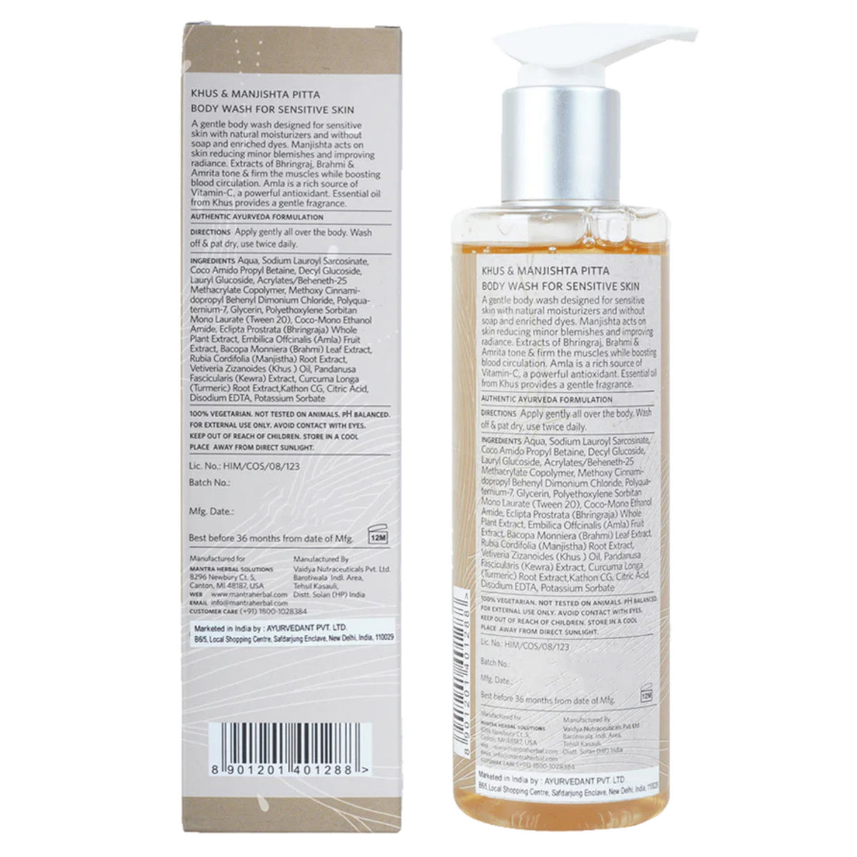 Mantra Khus and Manjistha Pitta Body Wash for Sensitive Skin