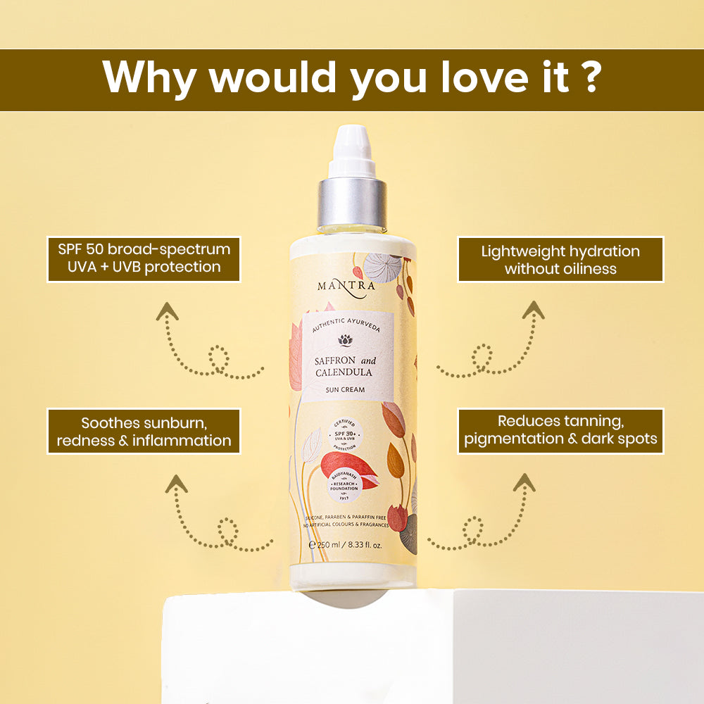 mantra saffron and calendula sun cream