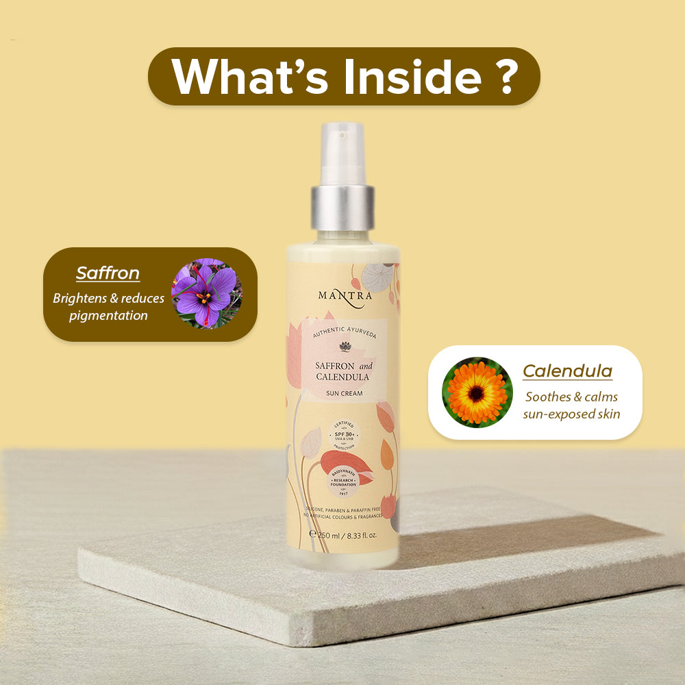 mantra saffron and calendula sun cream
