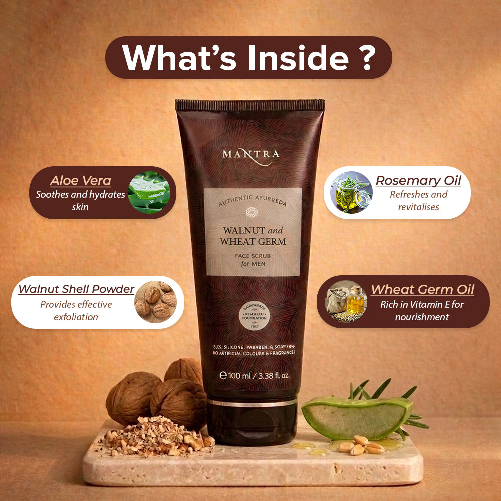 Mantra Walnut & Wheat Germ Face Scrub For Men