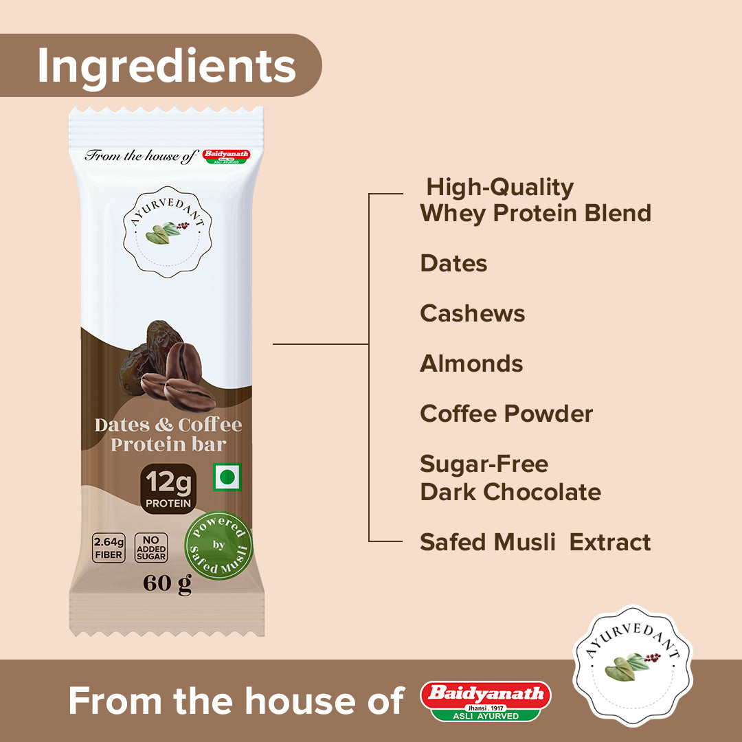 Ayurvedant Dates & Coffee Protein Bars Pack of 6